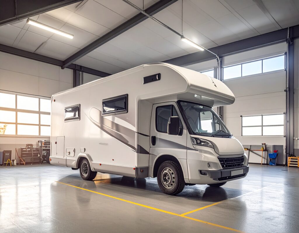 AtlantisVAN 5 Firefly autocaravana de tamano medio en el interior de un taller moderno 646064